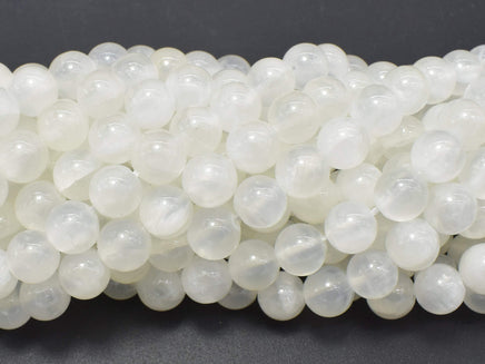 Selenite, Gypsum, 8mm (8.3mm) Round Beads-RainbowBeads