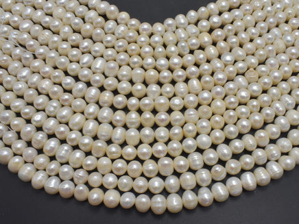 Fresh Water Pearl Beads-White, 7-8mm Potato Beads-RainbowBeads