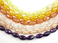 CZ beads, 6 x 9 mm Faceted Rice Beads-RainbowBeads