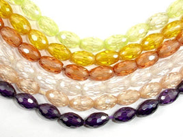 CZ beads, 6 x 9 mm Faceted Rice Beads-RainbowBeads