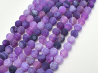 Frosted Matte Agate Beads- Purple, 7.8mm, Round Beads-RainbowBeads