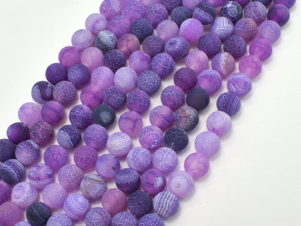 Frosted Matte Agate Beads- Purple, 7.8mm, Round Beads-RainbowBeads