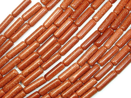 Goldstone Beads, 4mm x 14mm Tube Beads-RainbowBeads