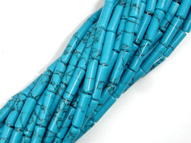 Turquoise Howlite, 4 x 13mm Tube Beads-RainbowBeads