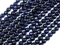 Dark Blue Jade Beads, 6mm Faceted Round Beads-RainbowBeads