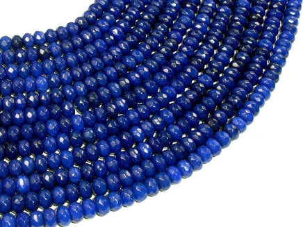 Dark Blue Jade, Approx 4 x 6mm Faceted Rondelle-RainbowBeads