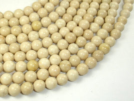 White Fossil Jasper Beads, 8mm (8.5mm) Round Beads-RainbowBeads