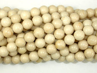 White Fossil Jasper Beads, 8mm (8.5mm) Round Beads-RainbowBeads