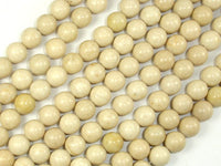 White Fossil Jasper Beads, 8mm (8.5mm) Round Beads-RainbowBeads