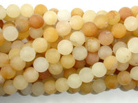 Matte Yellow Jade, 8mm Round Beads-RainbowBeads