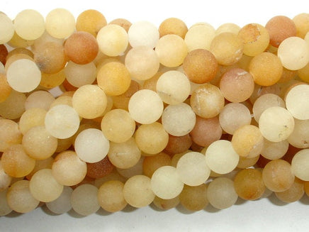 Matte Yellow Jade, 8mm Round Beads-RainbowBeads