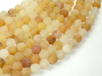 Matte Yellow Jade, 8mm Round Beads-RainbowBeads