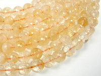 Genuine Citrine Beads, 12mm Faceted Round Beads-RainbowBeads
