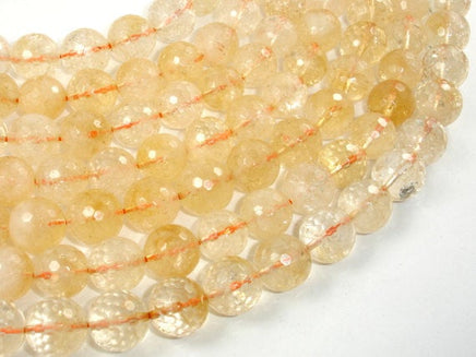 Genuine Citrine Beads, 12mm Faceted Round Beads-RainbowBeads