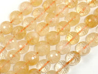 Genuine Citrine Beads, 12mm Faceted Round Beads-RainbowBeads