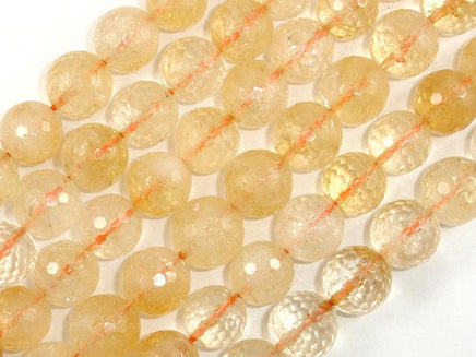 Genuine Citrine Beads, 12mm Faceted Round Beads-RainbowBeads