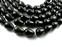 Matte Black Stone, Teardrop Beads-RainbowBeads