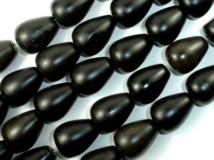 Matte Black Stone, Teardrop Beads-RainbowBeads