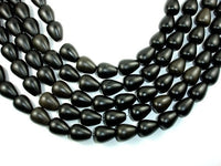 Matte Black Stone, Teardrop Beads-RainbowBeads