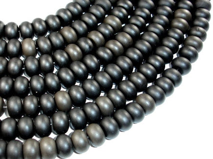 Matte Black Stone, Rondelle Beads-RainbowBeads