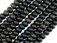 Matte Black Stone, Rondelle Beads-RainbowBeads