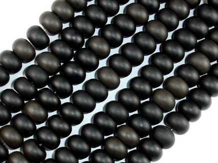 Matte Black Stone, Rondelle Beads-RainbowBeads