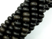 Matte Black Stone, Rondelle Beads-RainbowBeads