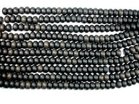 Matte Black Stone, Rondelle Beads-RainbowBeads