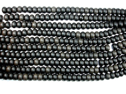 Matte Black Stone, Rondelle Beads-RainbowBeads