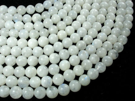 White Moonstone Beads, 6.5mm(6.8mm) Round Beads-RainbowBeads