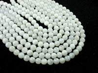White Moonstone Beads, 6.5mm(6.8mm) Round Beads-RainbowBeads