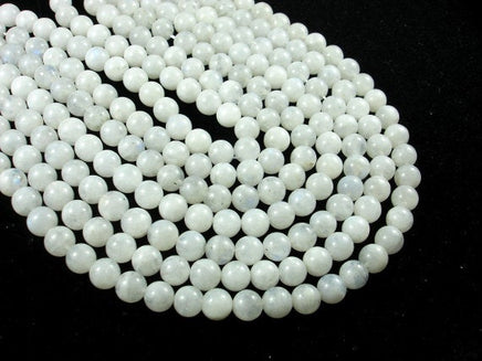 White Moonstone Beads, 6.5mm(6.8mm) Round Beads-RainbowBeads