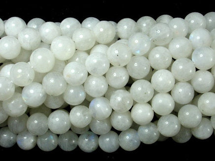 White Moonstone Beads, 6.5mm(6.8mm) Round Beads-RainbowBeads