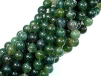 Moss Agate Beads, 8mm, Green, Round Beads-RainbowBeads