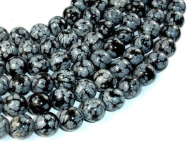 Snowflake Obsidian Beads, 12mm Round Beads-RainbowBeads