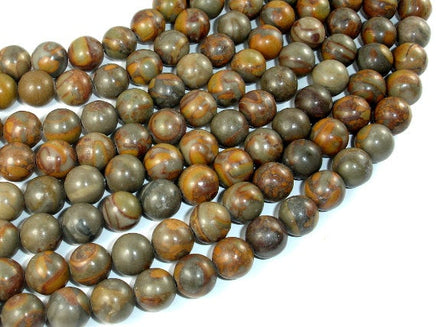 Bamboo Leaf Jasper Beads, 10 mm Round Beads-RainbowBeads