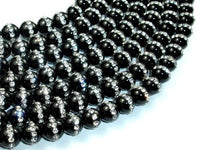 Black Onyx with Rhinestone, 8mm Round Beads-RainbowBeads