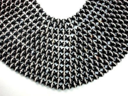 Black Onyx with Rhinestone, 8mm Round Beads-RainbowBeads