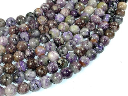 Genuine Charoite, 8mm Round Beads-RainbowBeads