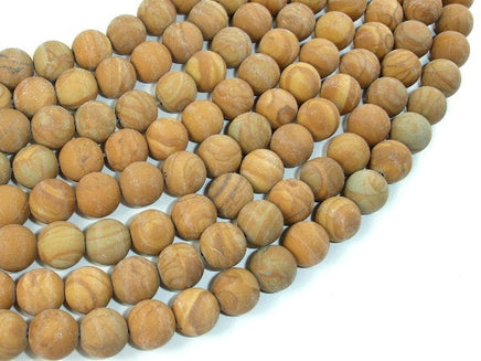 Matte Wood Jasper Beads, 10mm, Round Beads-RainbowBeads