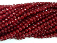 Ruby Jade Beads, 4mm Faceted Round Beads-RainbowBeads
