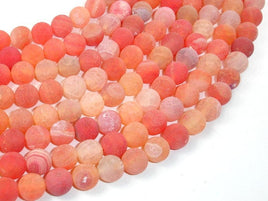 Frosted Matte Agate Beads, Orange, 10mm Round Beads-RainbowBeads