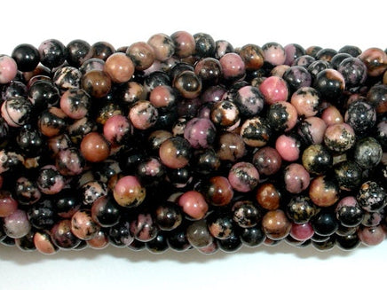 Rhodonite Beads, 4mm Round Beads-RainbowBeads