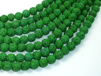 Green Lava Beads, Round, 8mm-RainbowBeads