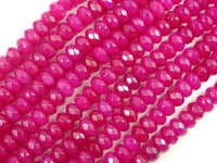 Fuchsia Jade Beads, Approx 5x8 mm Faceted Rondelle-RainbowBeads