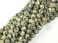 Matte Dalmation Jasper Beads, 6mm Round Beads-RainbowBeads