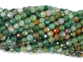 Indian Agate Beads, Fancy Jasper Beads, 4mm Faceted Round Beads-RainbowBeads