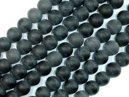 Matte Black Stone, 10mm Round Beads-RainbowBeads
