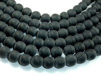 Matte Black Stone, 12mm Round Beads-RainbowBeads