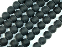 Matte Black Stone, 12mm Round Beads-RainbowBeads